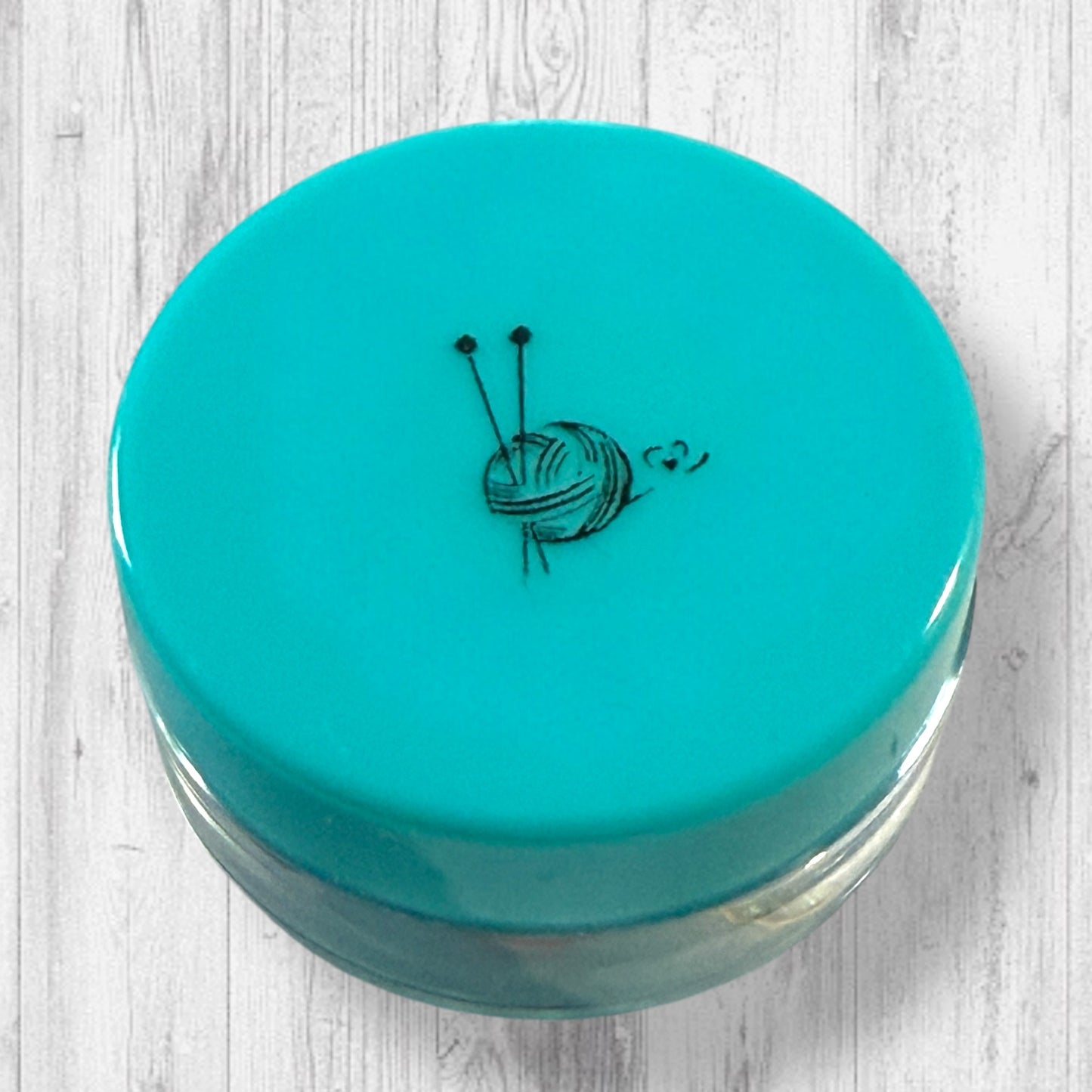 Sock Knitter's Companion Tiny Stitch Markers with Marker Container Aqua w Turquoise