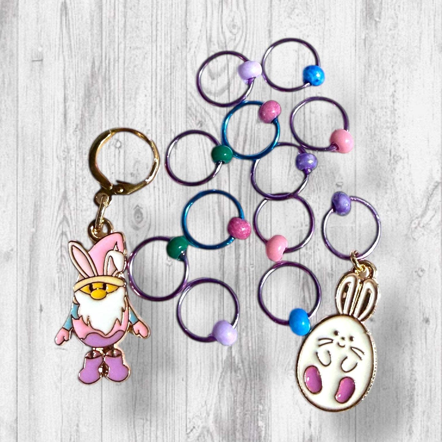 Gnomebody Found the Eggs Progress and Stitch Markers