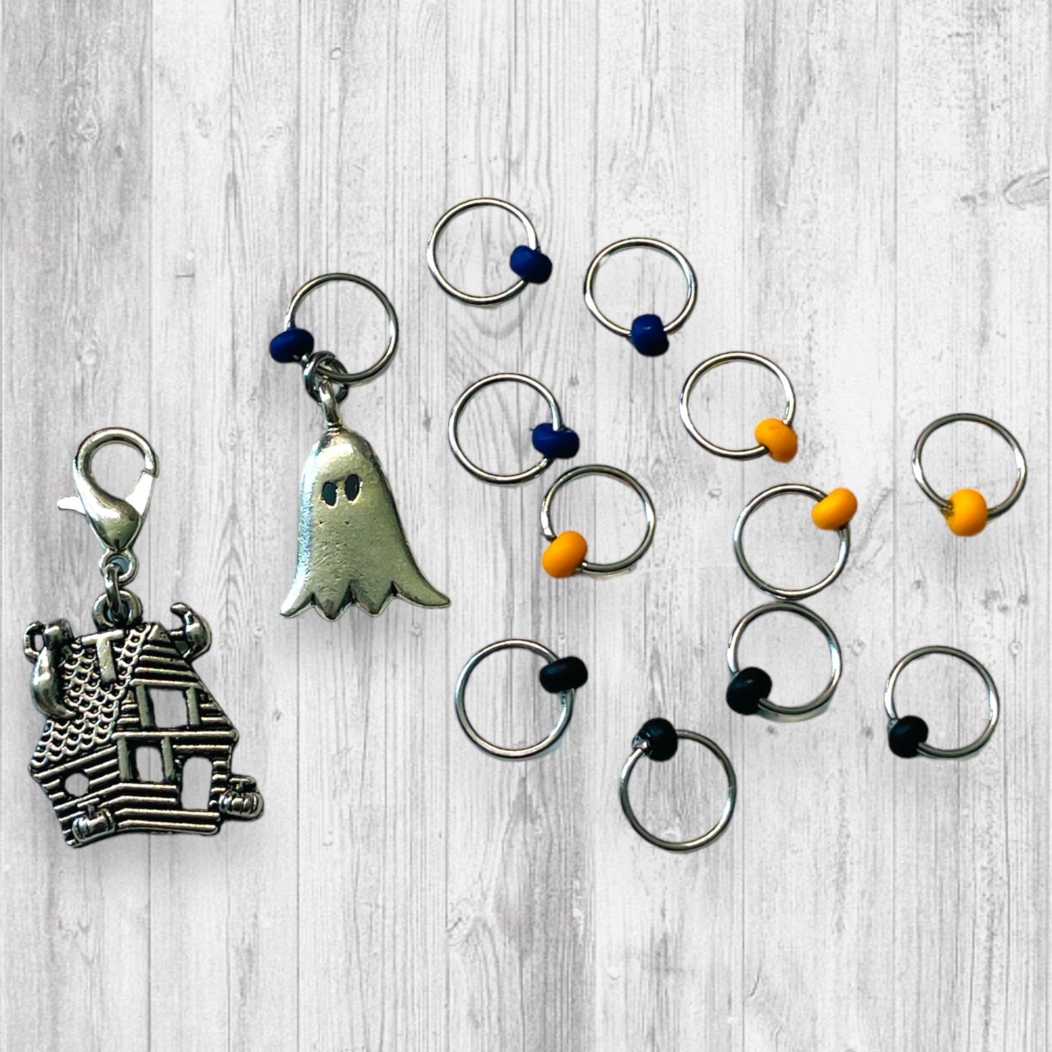 Ghostly Haunted House Progress and Stitch Markers - AdoreKnit