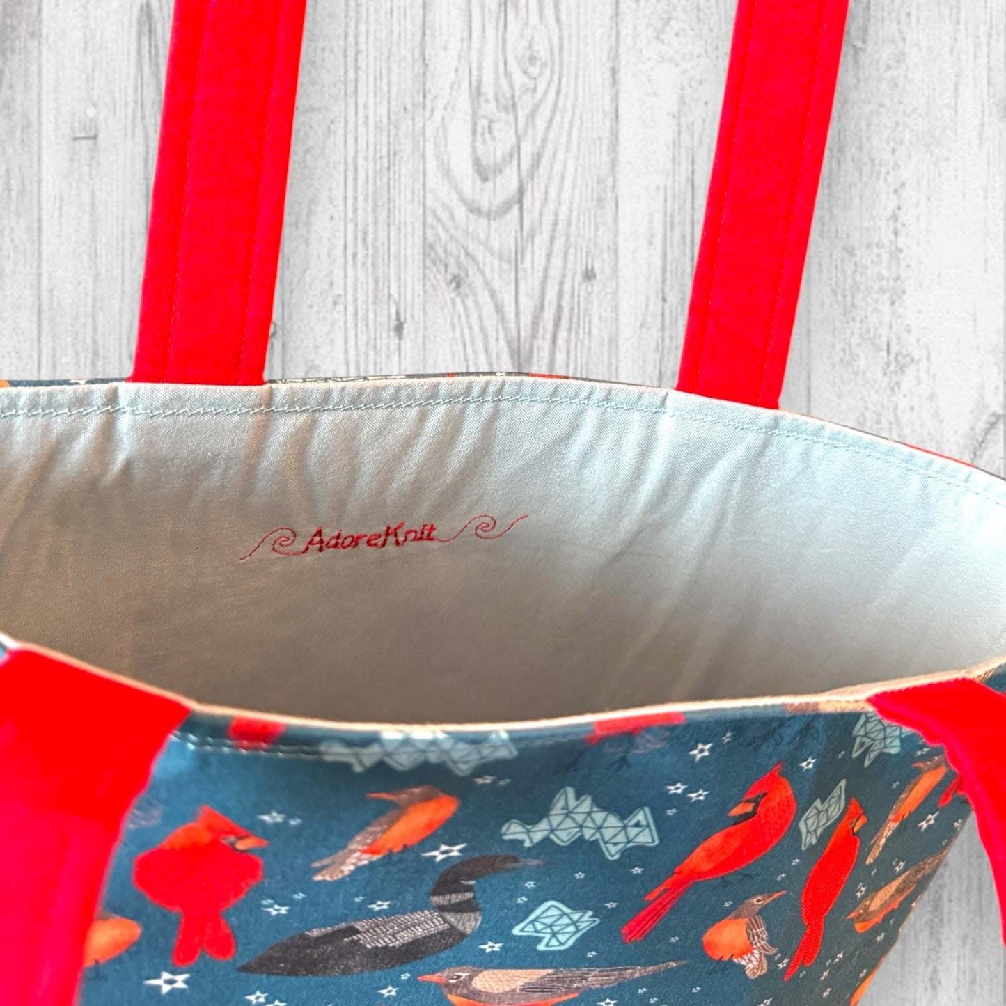 Red Feathers Warm Hearts Project Bag