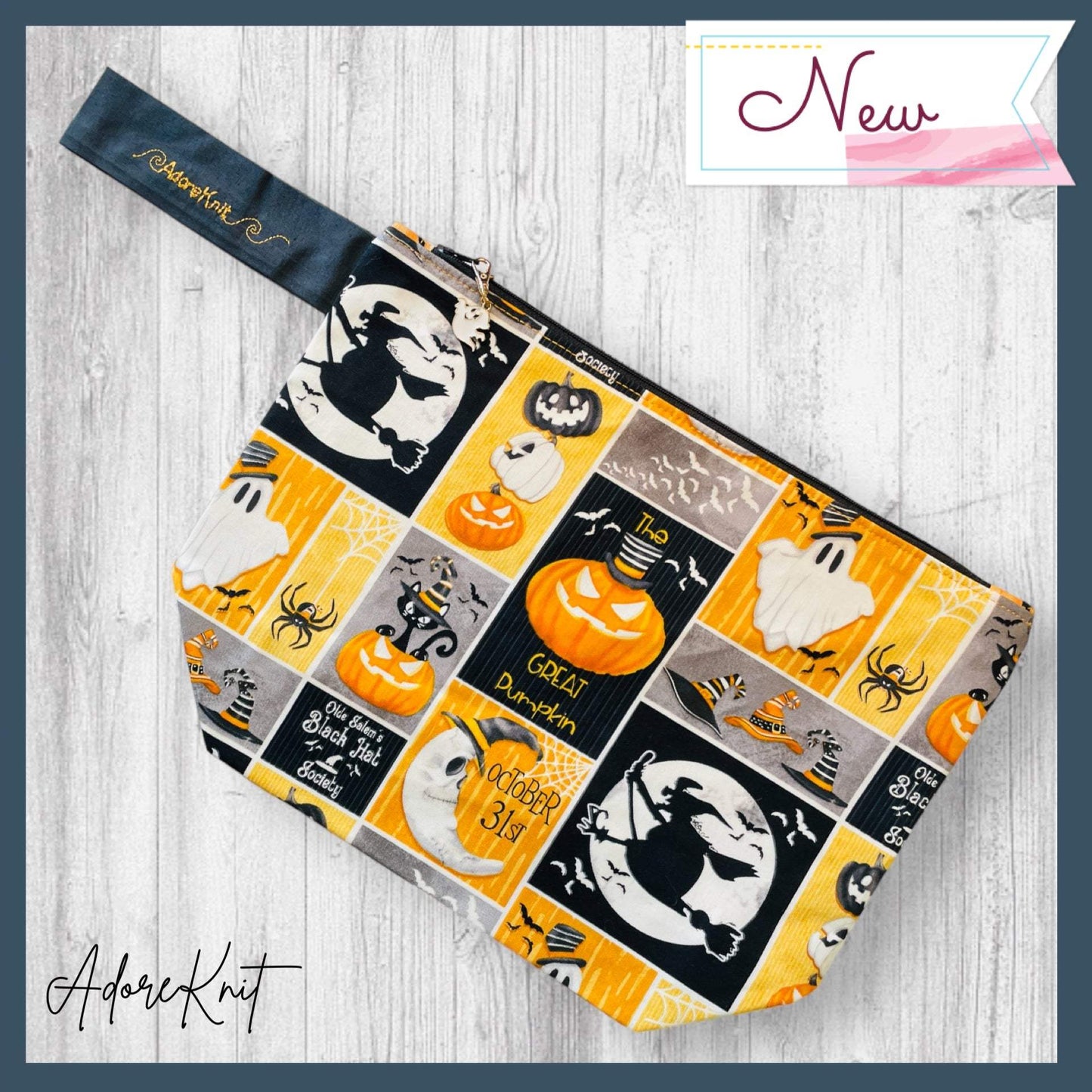 The The Usual Spookspects Wanted for Witchcraft Halloween Knitting Project Bag | AdoreKnit