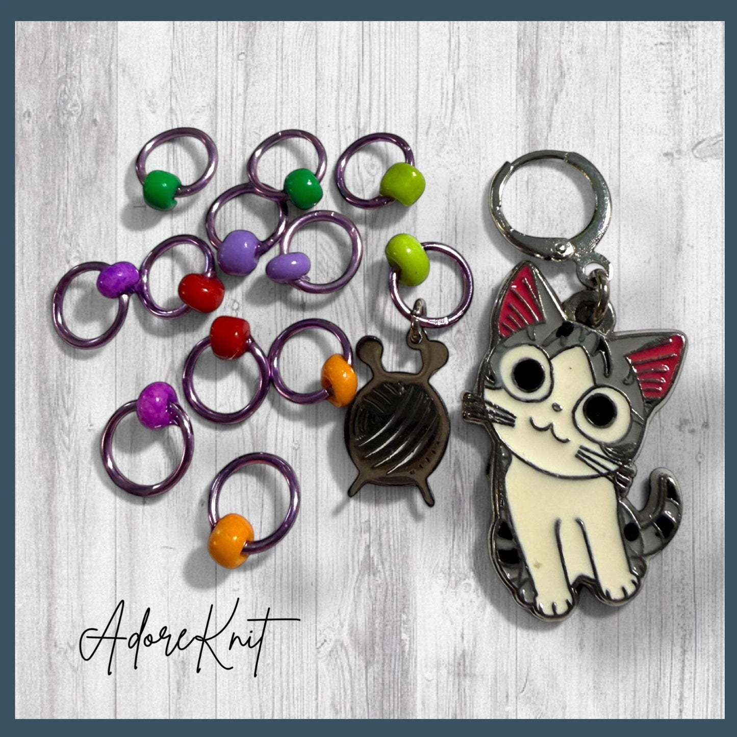 Tree Meowgicians Take Two Progress and Stitch Markers