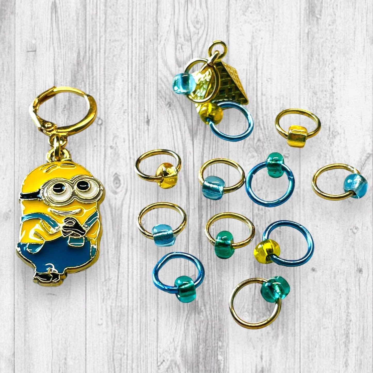 Pyramid Building Minion Progress and Stitch Markers