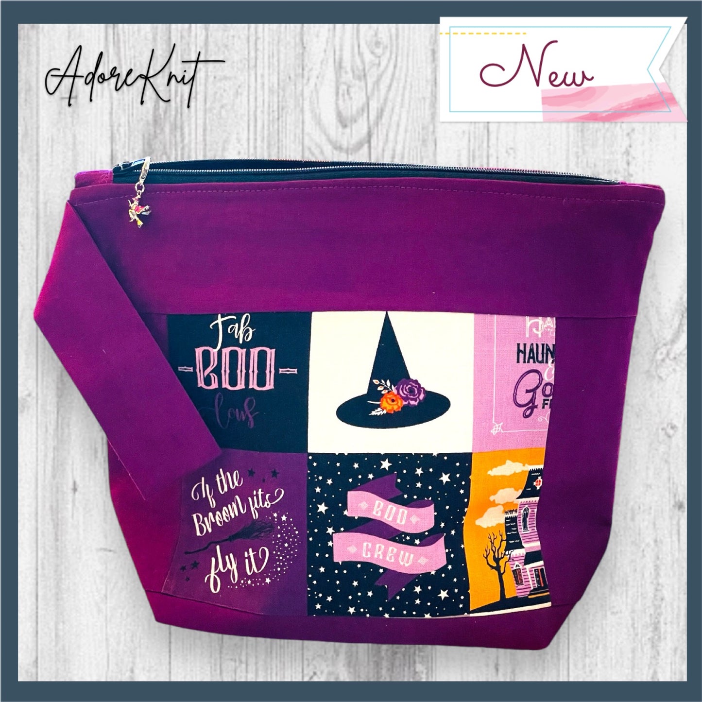 Fab-BOO-Lous Happy Halloween Purple Project Bag