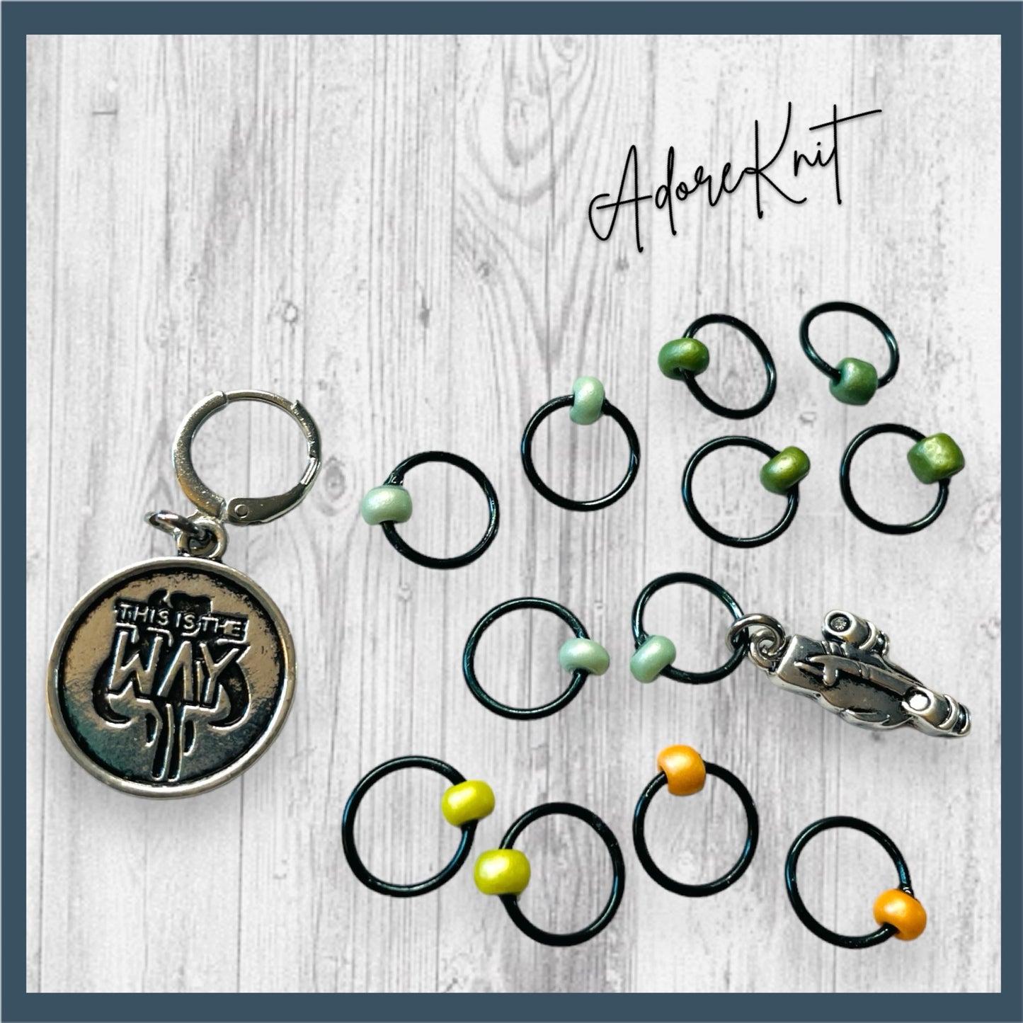 This is the Way Progress and Stitch MarkersAdoreKnitThis Is the Way Progress and Stitch Markers.  Inspired by the often heard phrase in the Madalorian Series.  The prefect gift for a knitter! These stitch markers are Stitch Markers