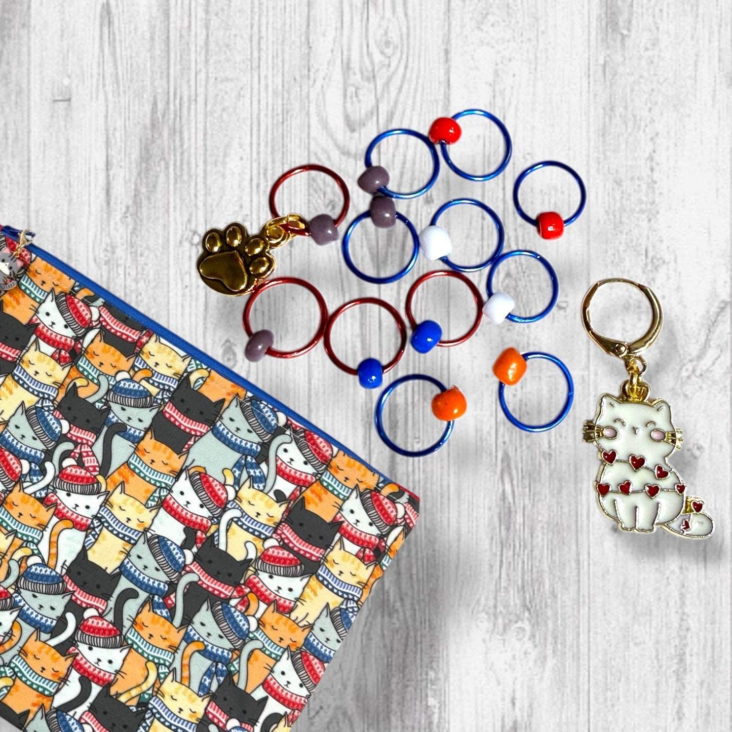 Wrapped & Whiskered Progress & Stitch Markers