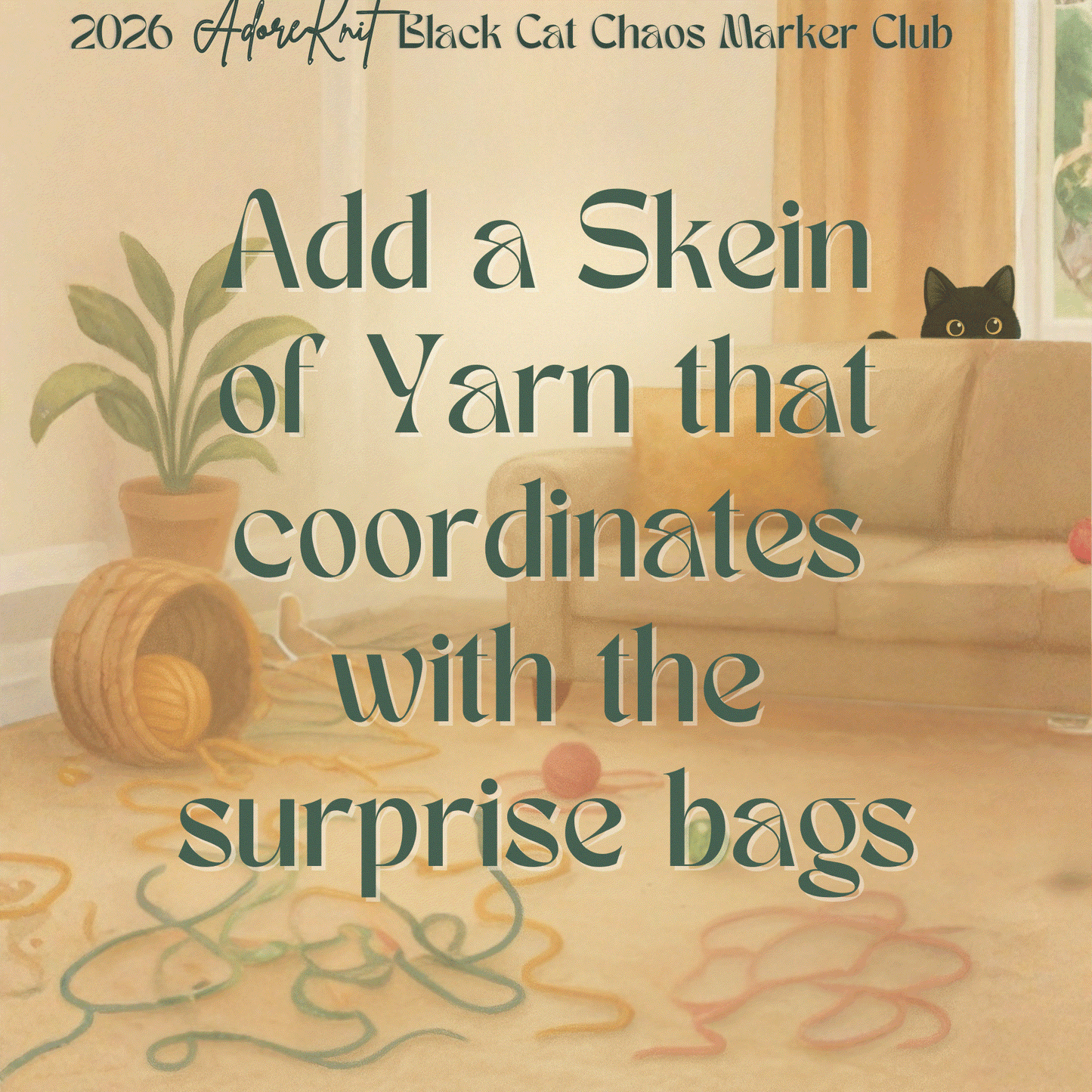 2026 Black Cat Chaos Marker Club, 12 Days of Stitch & Progress Markers, Yarn, Project Bags