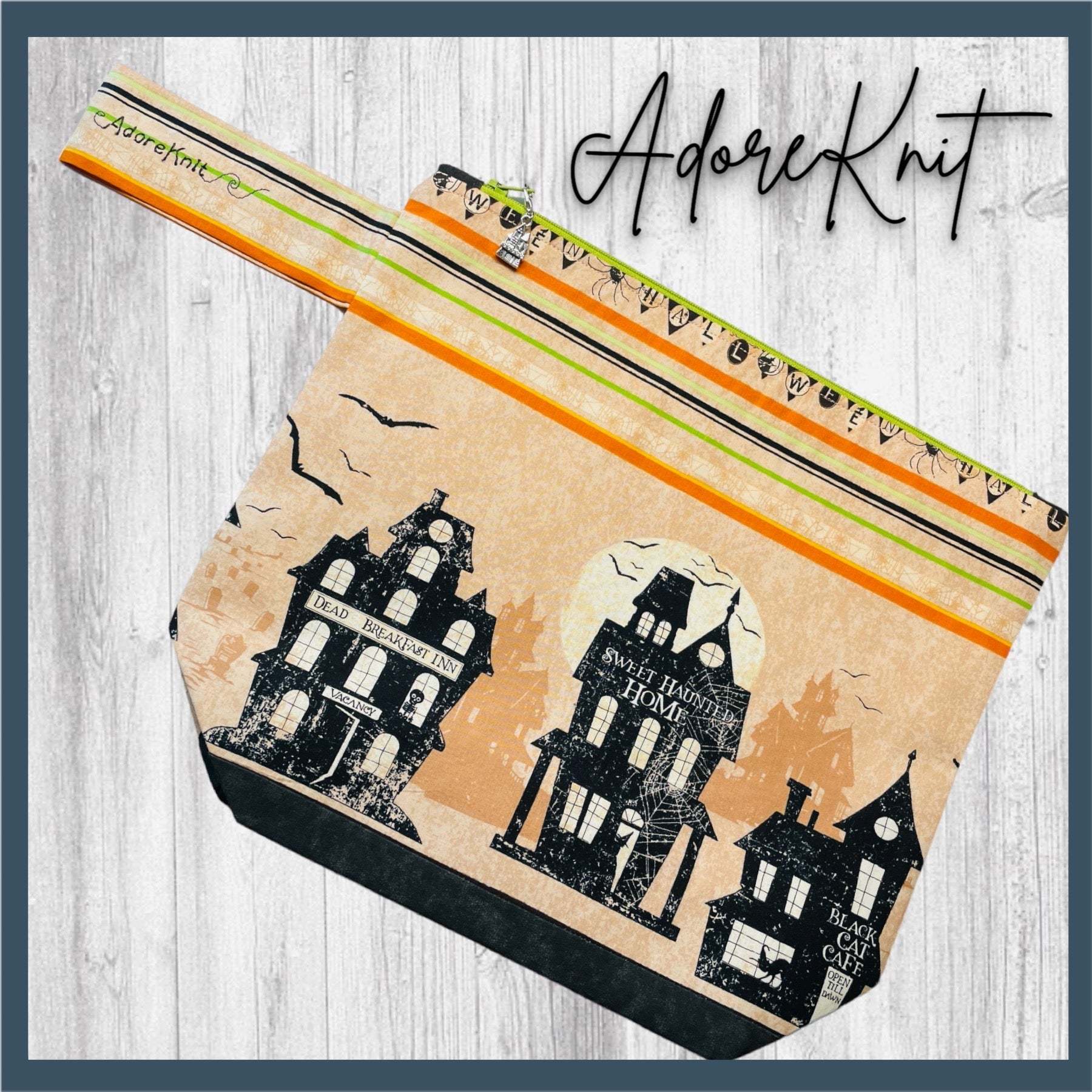 Sweet Haunted Home Halloween Project Bag - AdoreKnit