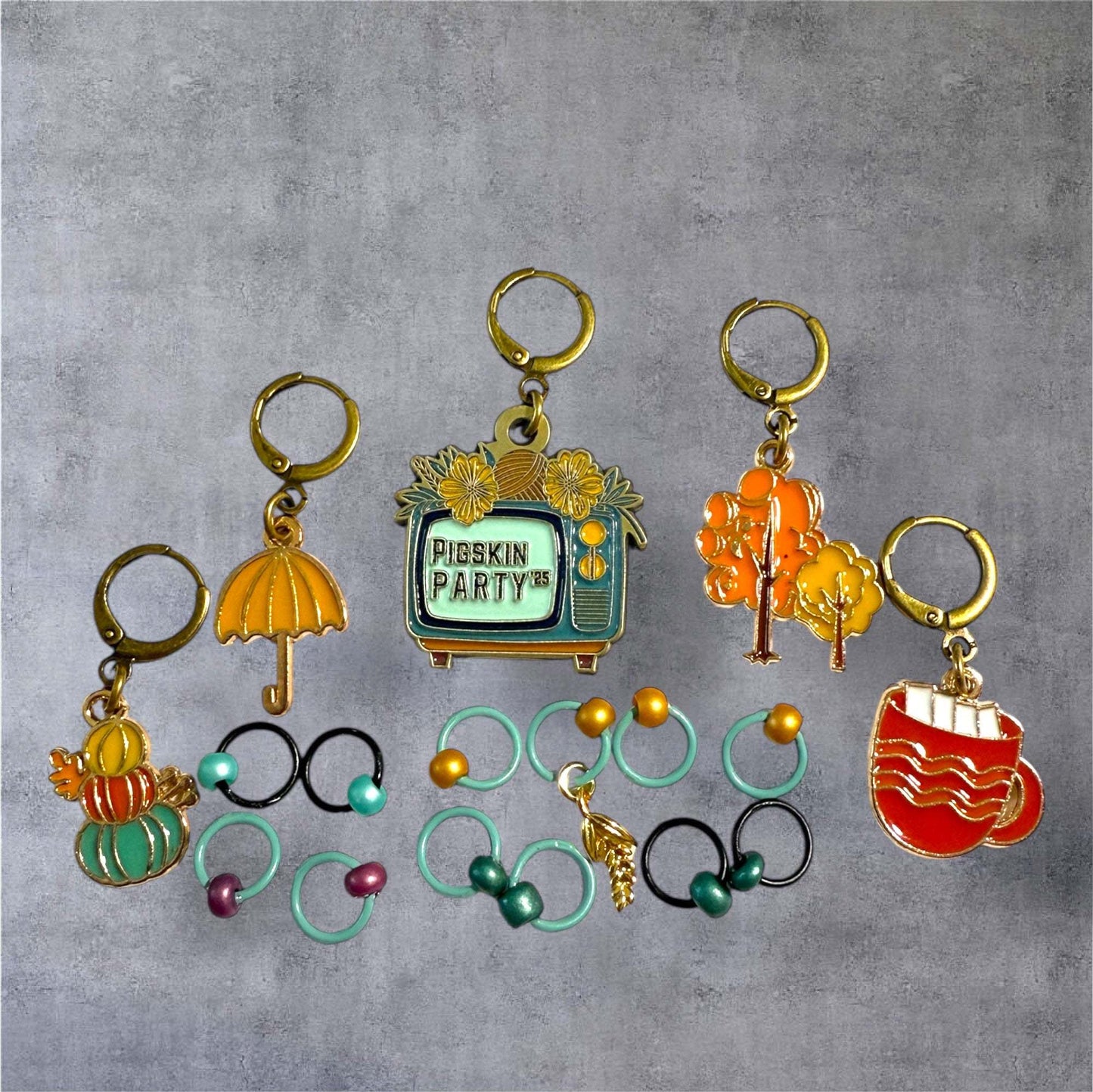 AdoreKnit 2025 Exclusive Pigskin Party Progress & Stitch Marker Set