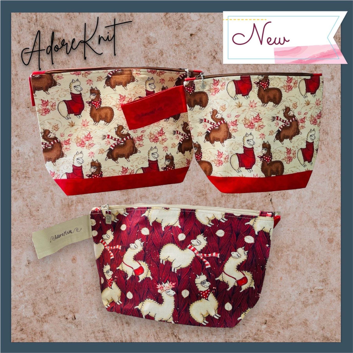 Alpacas in Scarves Project Bag - AdoreKnit