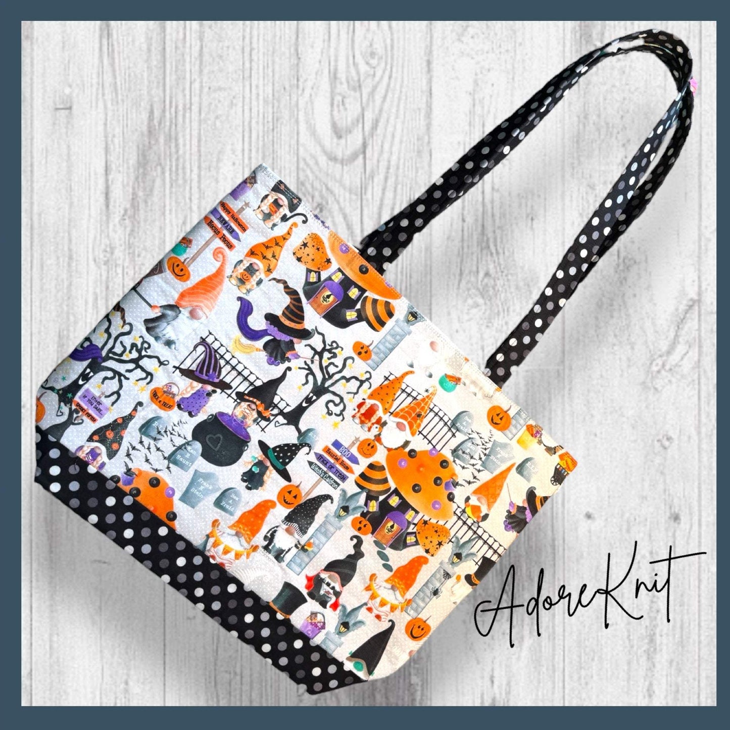 Pumpkin Paths & Pointy Caps Project Bag dots