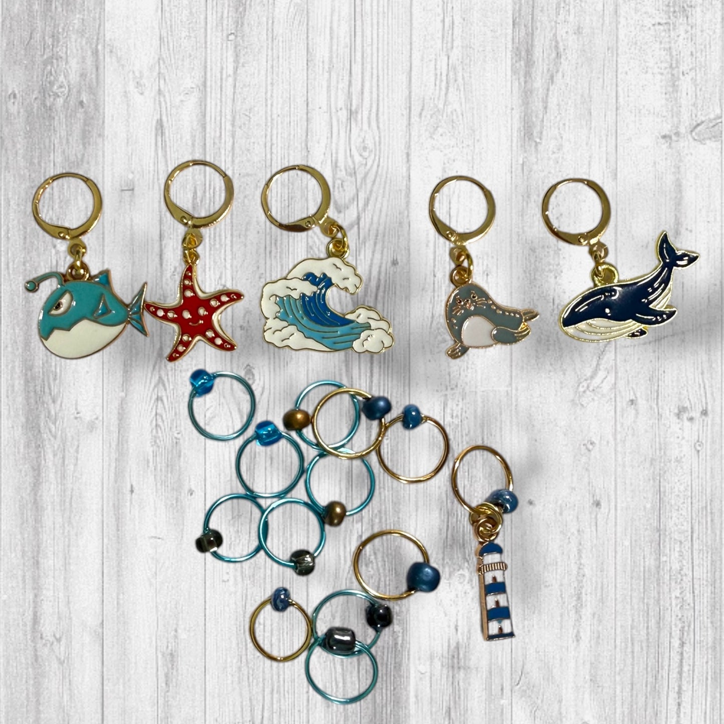 Sea Breeze Progress & Stitch Markers | Coastal Cast Ons Knitting Markers