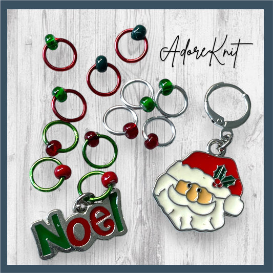 Noel Santa Progress and Stitch Markers