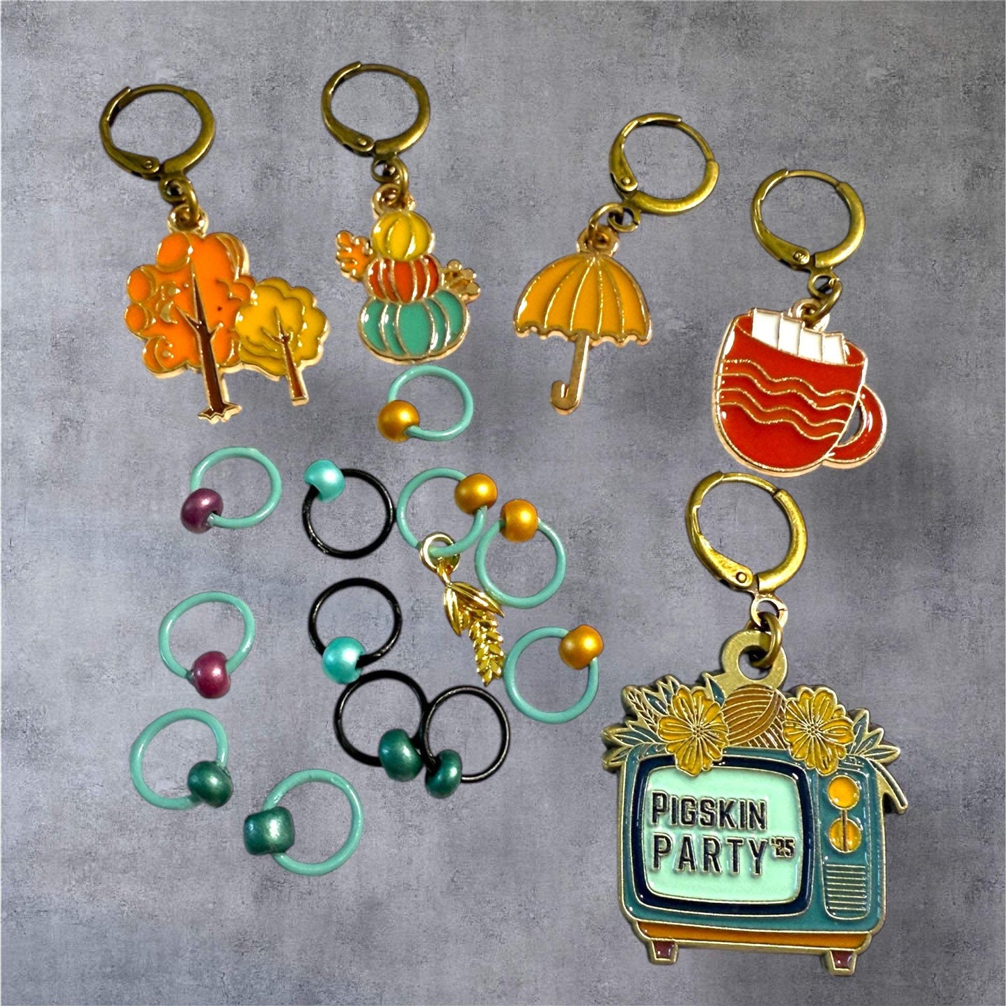 AdoreKnit 2025 Exclusive Pigskin Party Progress & Stitch Marker Set