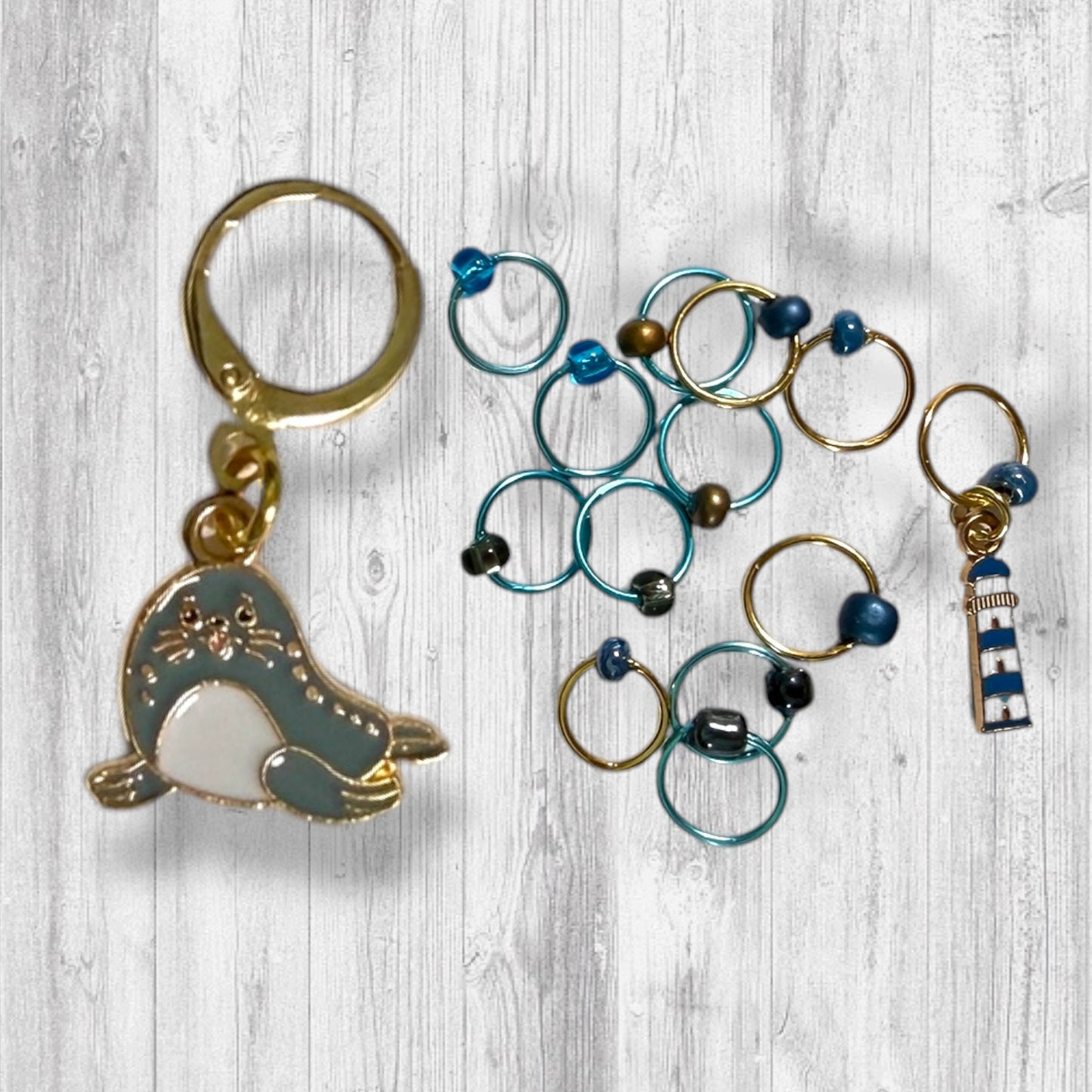 Sea Breeze Progress & Stitch Markers | Coastal Cast Ons Knitting Markers