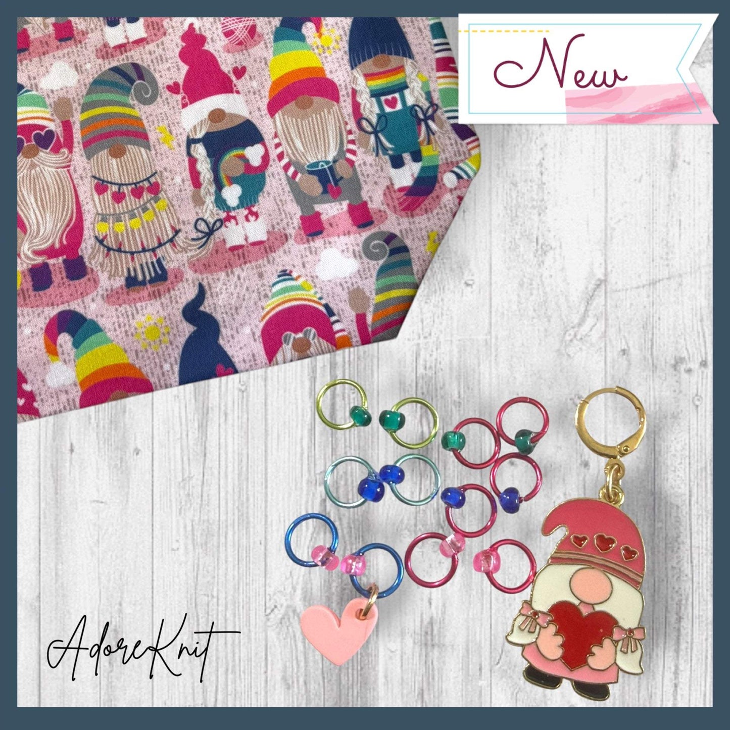 Choose Happy Gnome Stitch Markers | Rainbow Heart Lady Gnome Knitting Markers