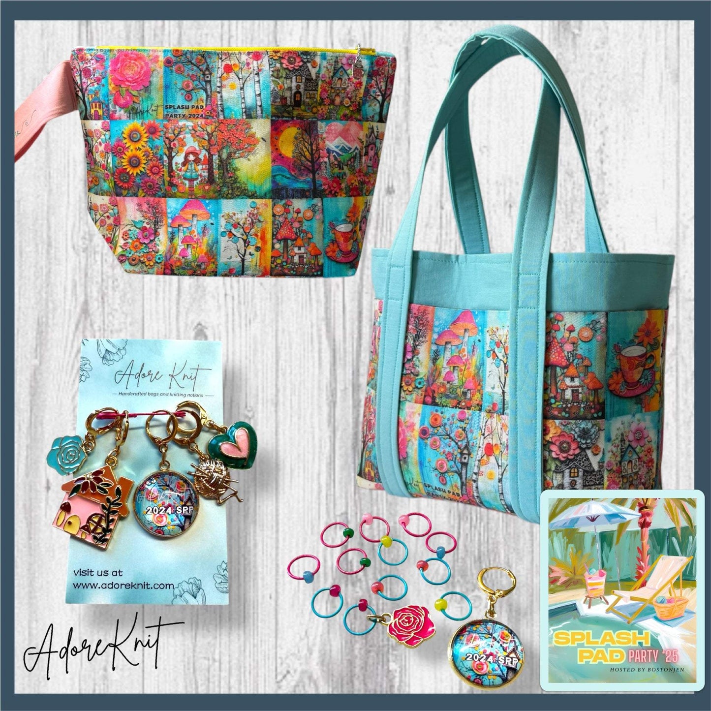 2025 Exclusive Splash Pad Party Cottage Blooms Collection Carry All Project Bag