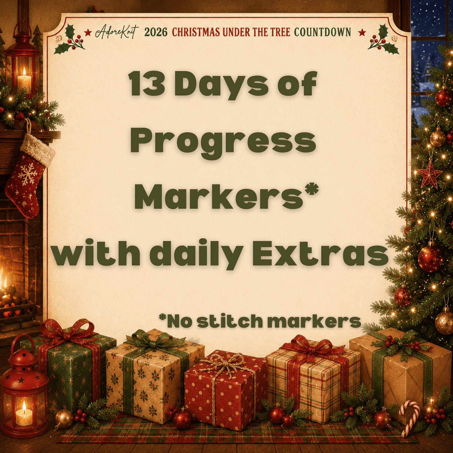 2026 Christmas Under the Tree Countdown | Christmas Stitch Marker Advent | AdoreKnit