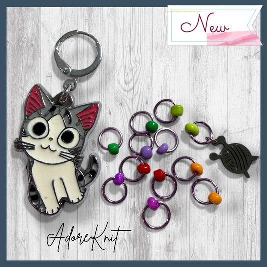 Tree Meowgicians Take Two Progress and Stitch Markers