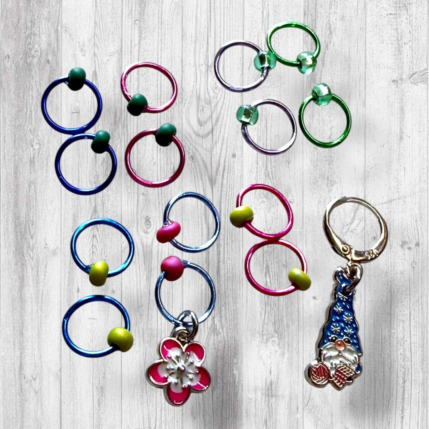 Pages, Petals & Purls Stitch Markers | Floral Gnome Knitting Markers