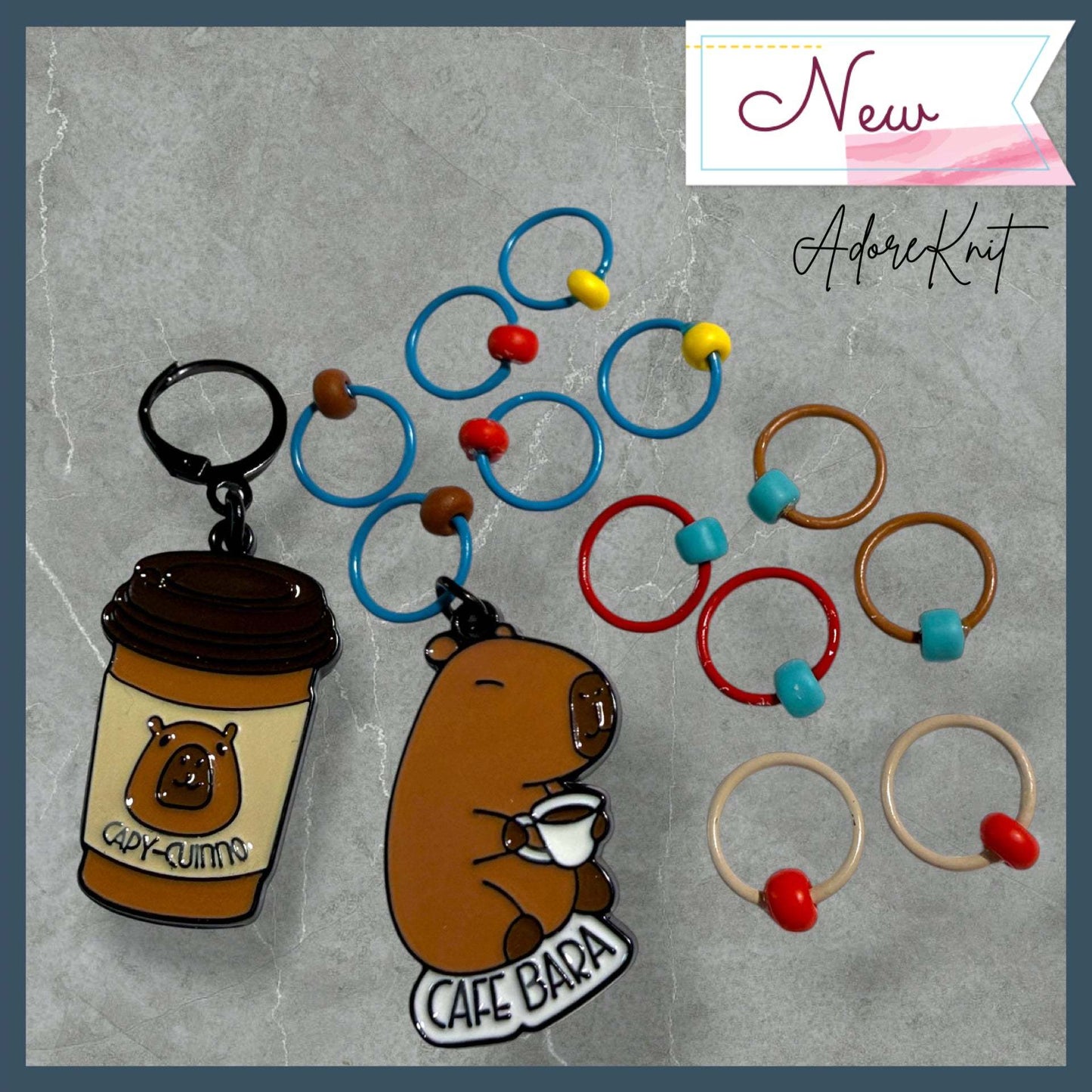 Don't Worry Be Capy | Café Bara Progress and Stitch Marker Set