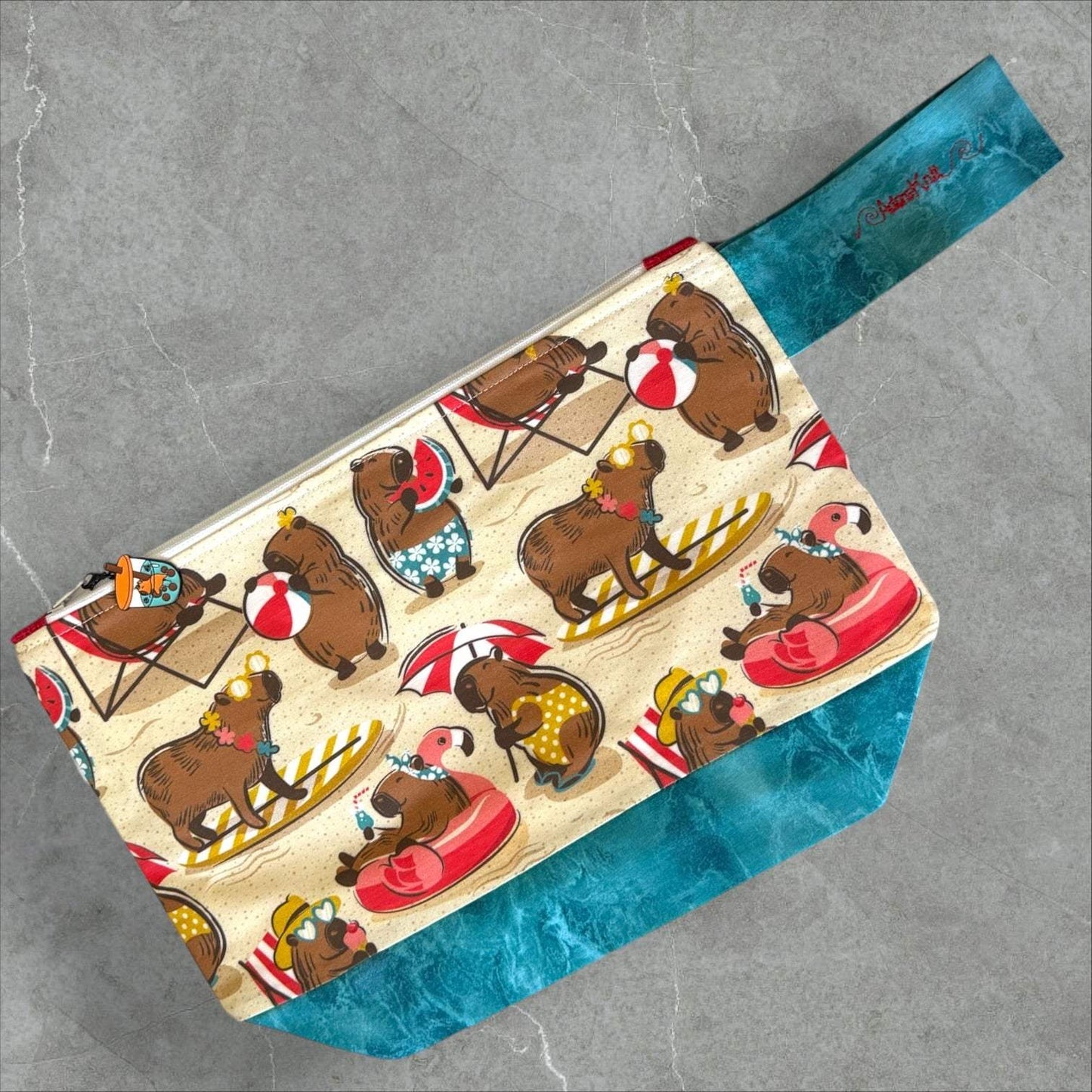Sun Soaked Capybaras Project Bag | Summer Stitch Knitting Yarn Bag