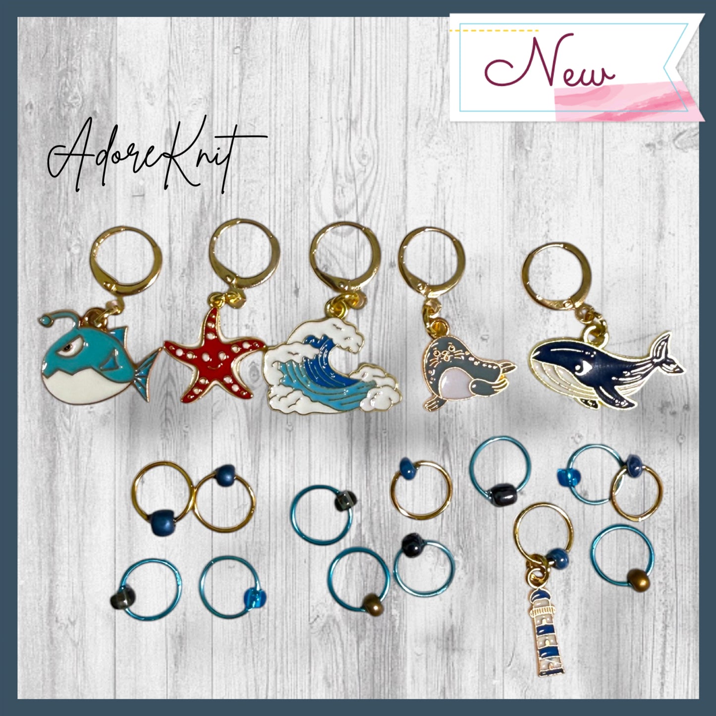 Sea Breeze Progress & Stitch Markers | Coastal Cast Ons Knitting Markers