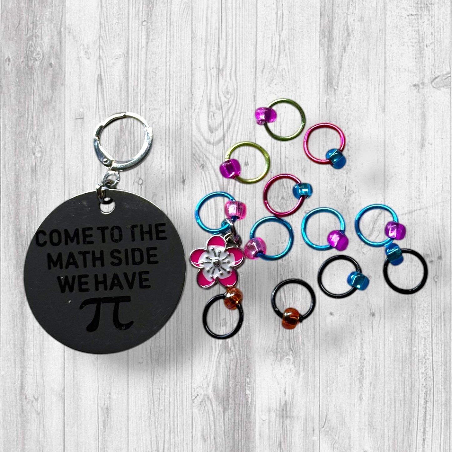 Come to the Math Side We Have Pi Progress and Stitch Markers