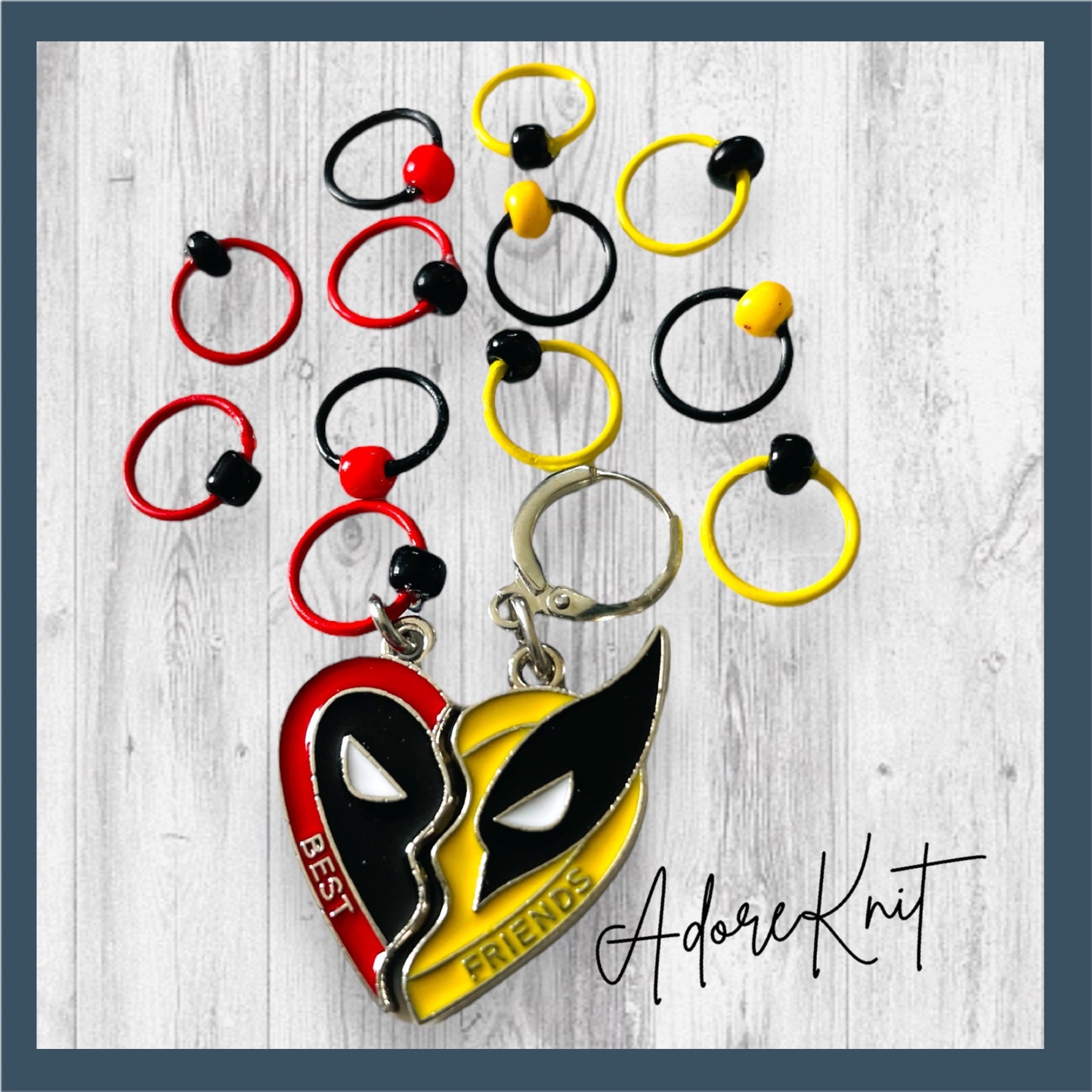 Red, Yellow, Red, Yellow Superhero Progress and Stitch Markers