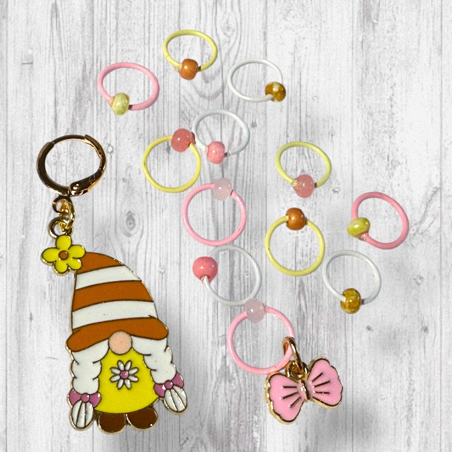 Buzzabelle Gnome Progress and Stitch Marker Set