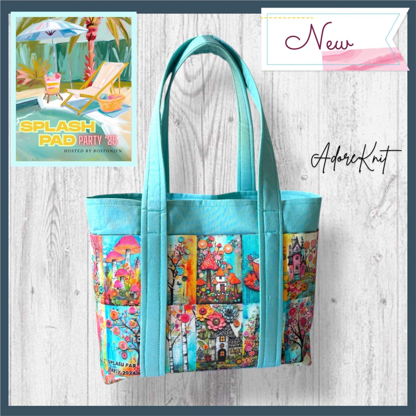 2025 Exclusive Splash Pad Party Cottage Blooms Collection Carry All Project Bag