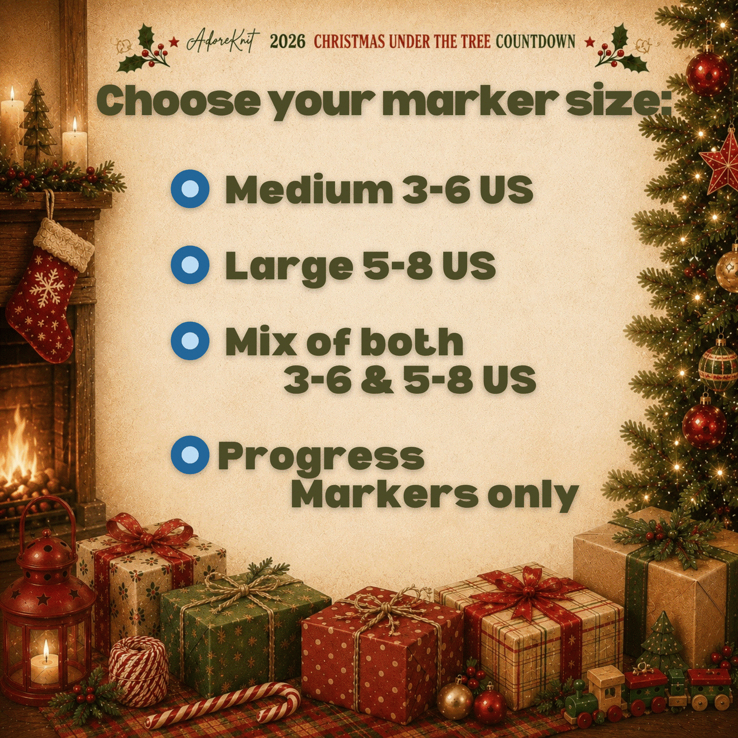2026 Christmas Under the Tree Countdown | Christmas Stitch Marker Advent | AdoreKnit