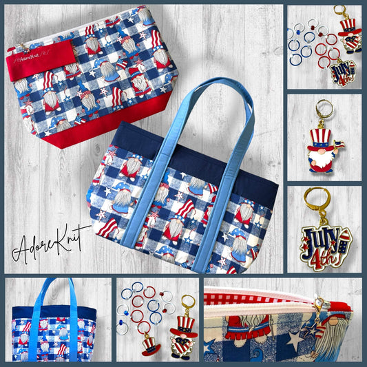 Star Spangled Gnome! Progress and Stitch Markers | Patriotic Knitting Markers