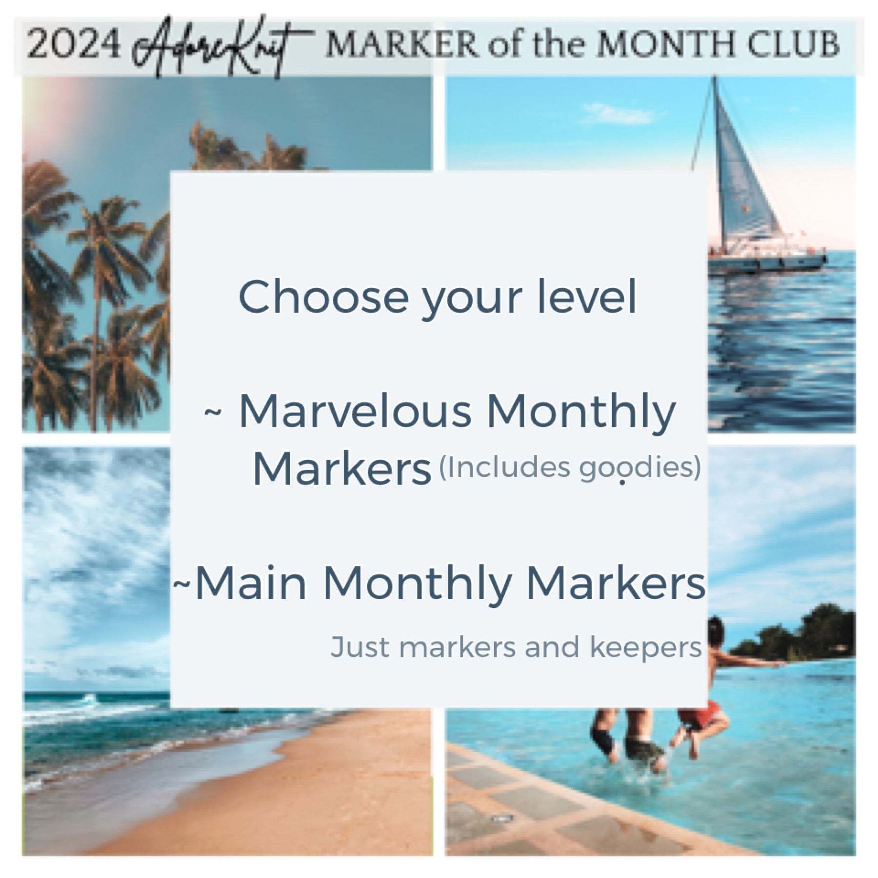 2023 Marker of the Month Club, a monthly surprise set of progress and stitch markers - AdoreKnit