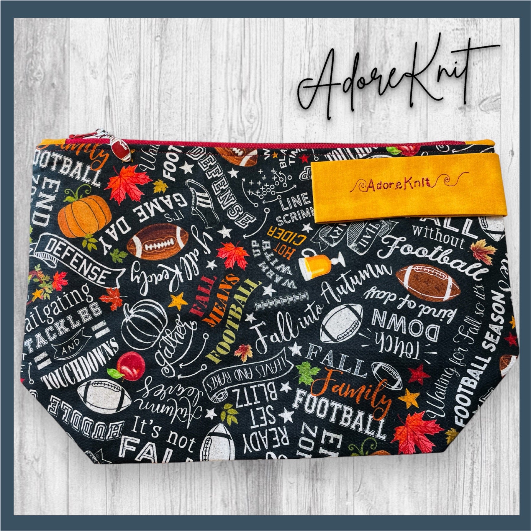 It's Not Fall Without Football Project Bag - AdoreKnit