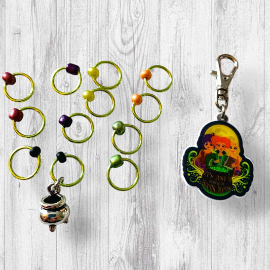 Sisters of Salem Progress and Stitch Markers