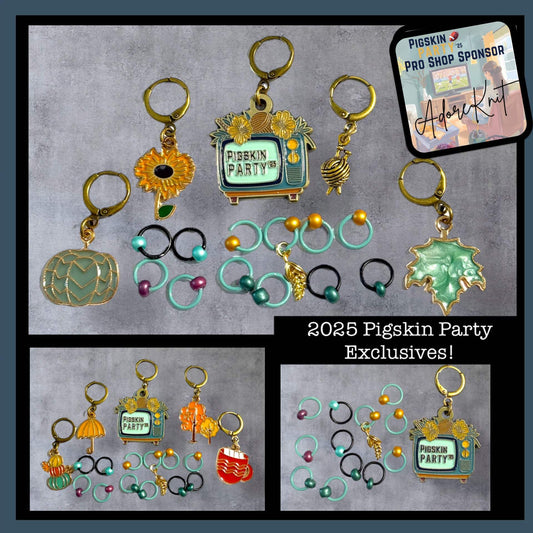 AdoreKnit 2025 Exclusive Pigskin Party Progress & Stitch Marker Set
