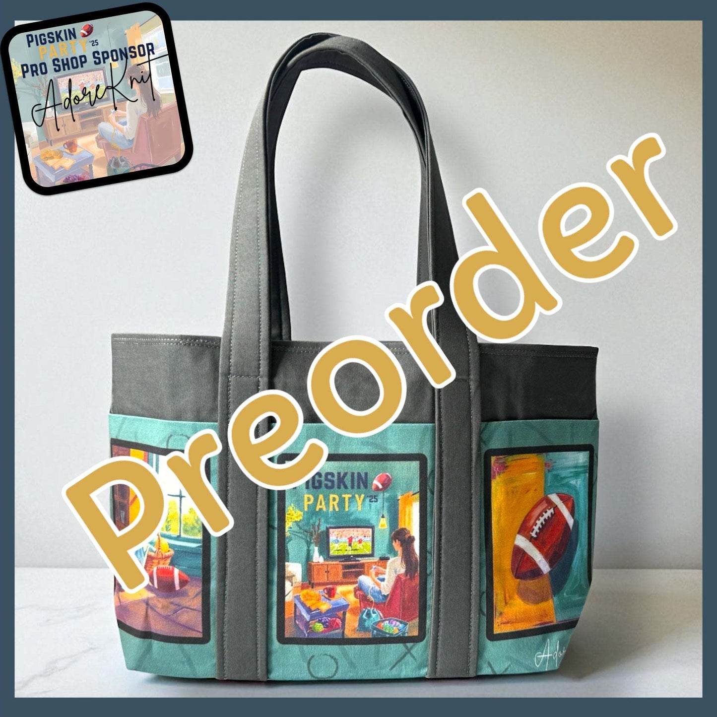 PREORDER AdoreKnit 2025 Exclusive Pigskin Party Project Tote Bag