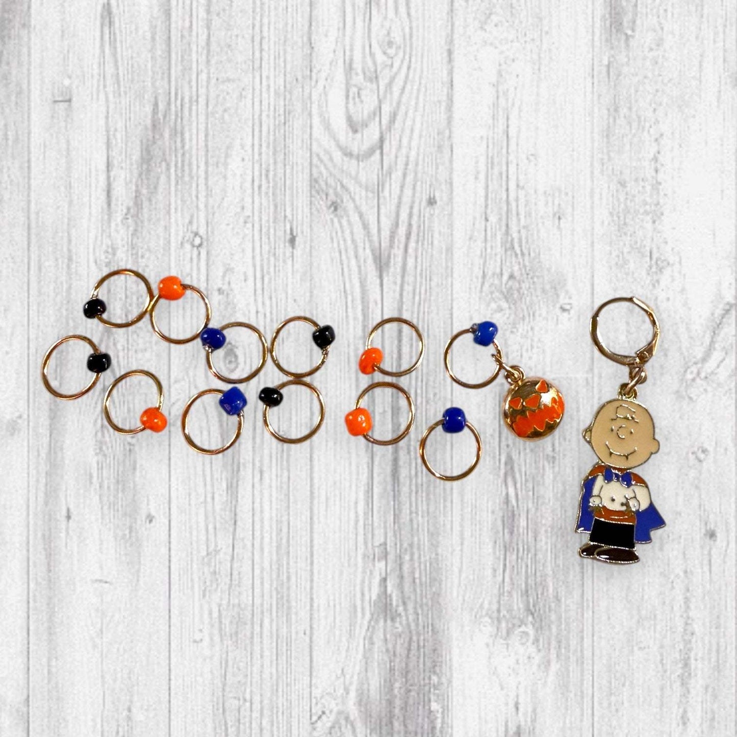 Boo! Vampire Brown Progress and Stitch Markers
