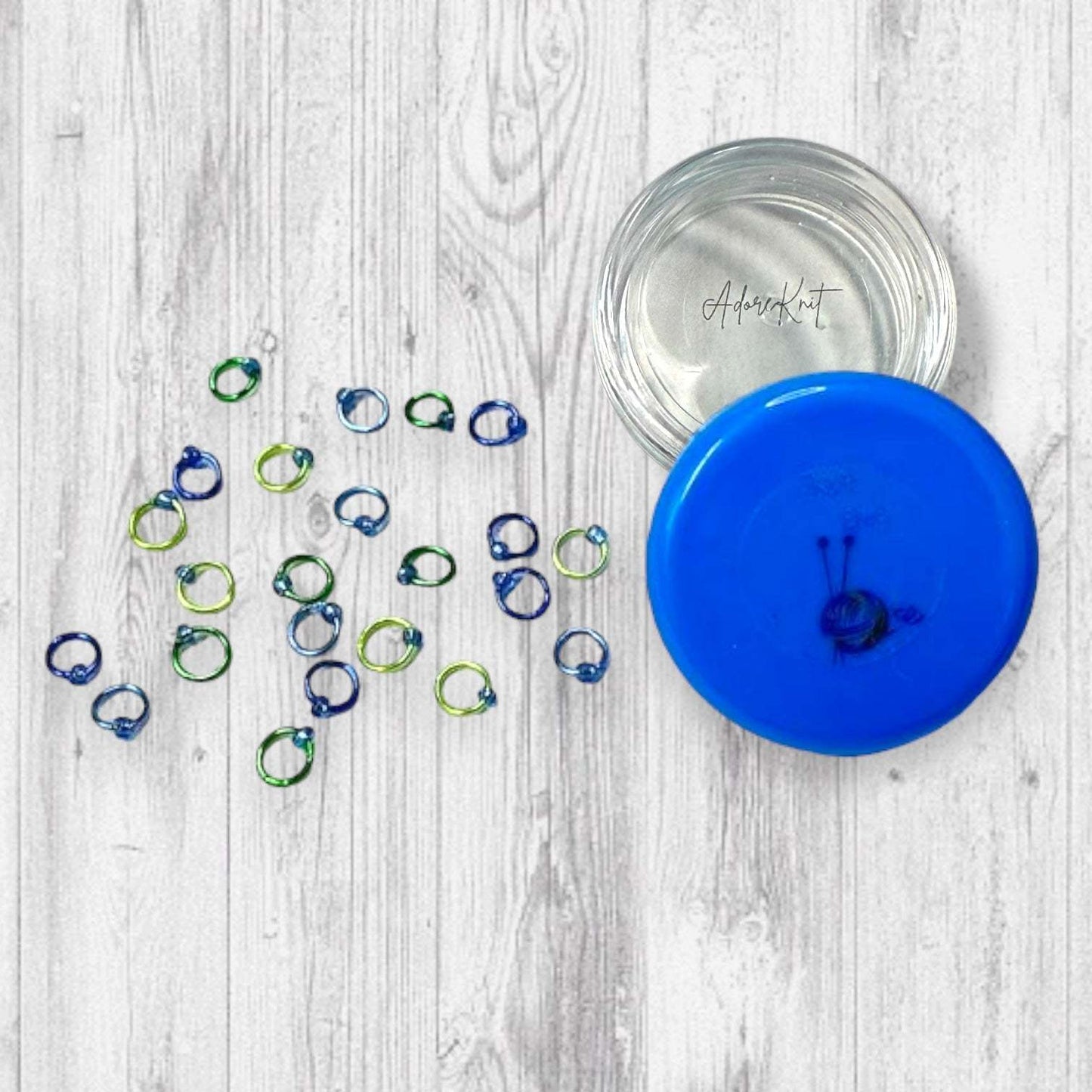 Sock Knitter's Companion Tiny Stitch Markers with Marker Container Cornflower