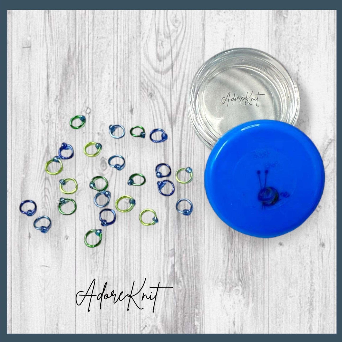 Sock Knitter's Companion Tiny Stitch Markers with Marker Container Cornflower