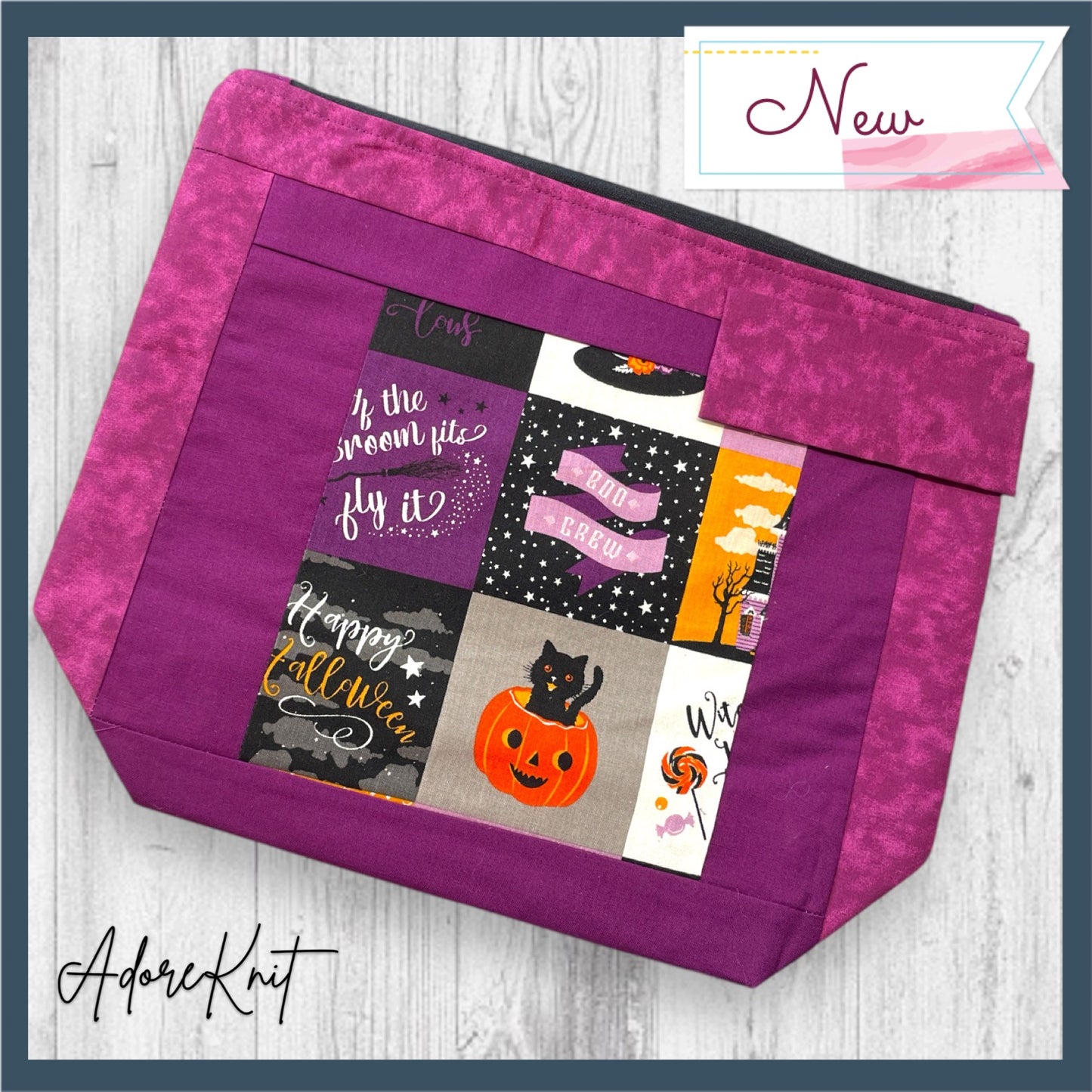 Fab-BOO-Lous Happy Halloween Purple Project Bag