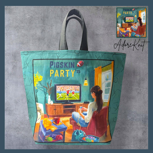 AdoreKnit 2025 Exclusive Pigskin Party Project Tote Bag