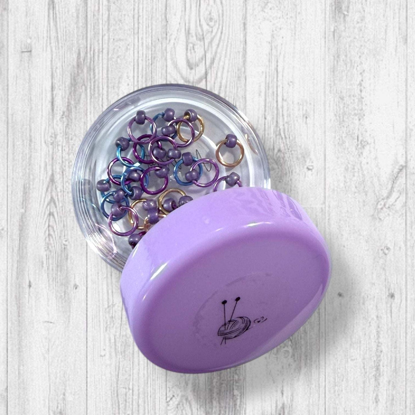 Sock Knitter's Companion Tiny Stitch Markers with Marker Container Lilac