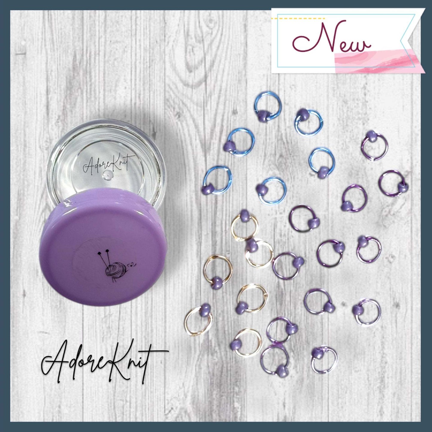 Sock Knitter's Companion Tiny Stitch Markers with Marker Container Lilac