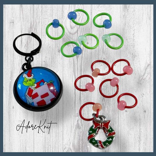 Charming as an EEL Christmas Progress and Stitch Markers