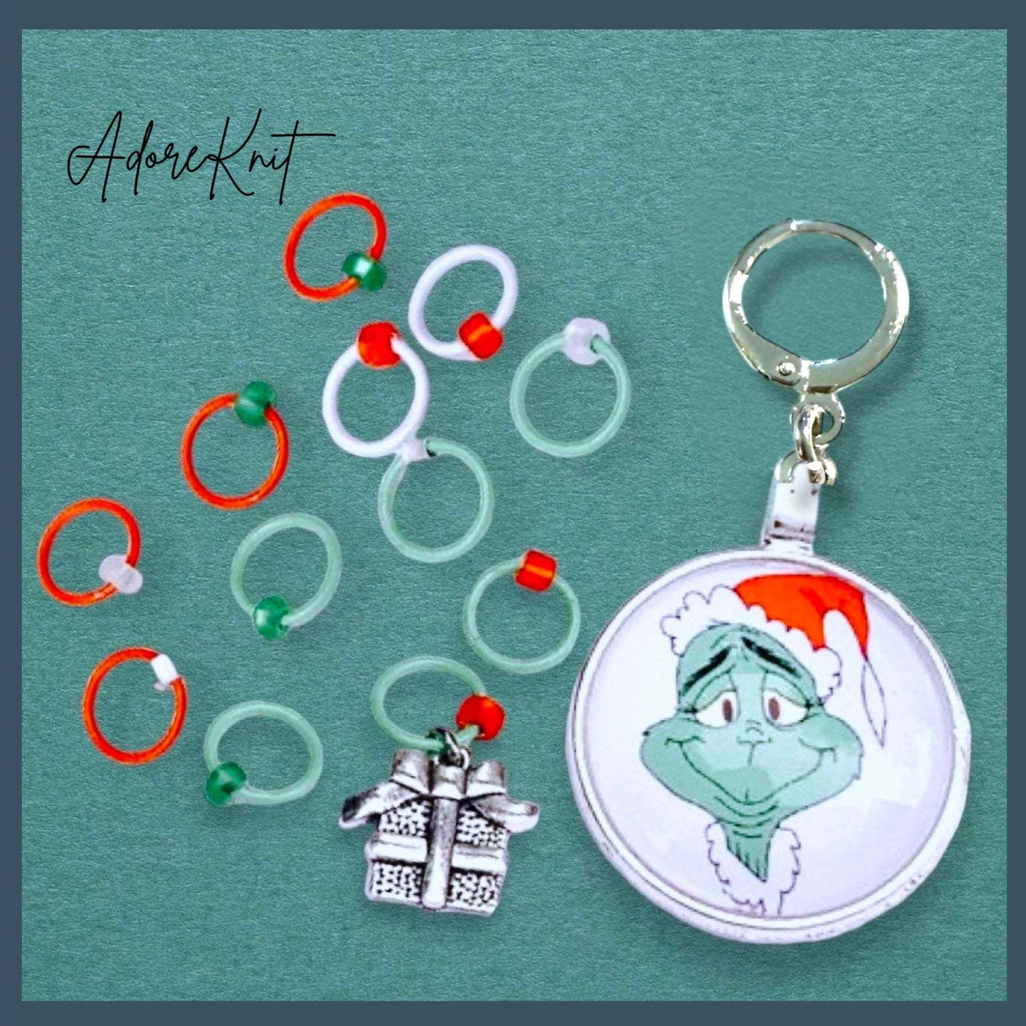 The Stregth of 10 Grinches +2 Progress and Stitch Markers