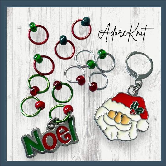 Noel Santa Progress and Stitch Markers