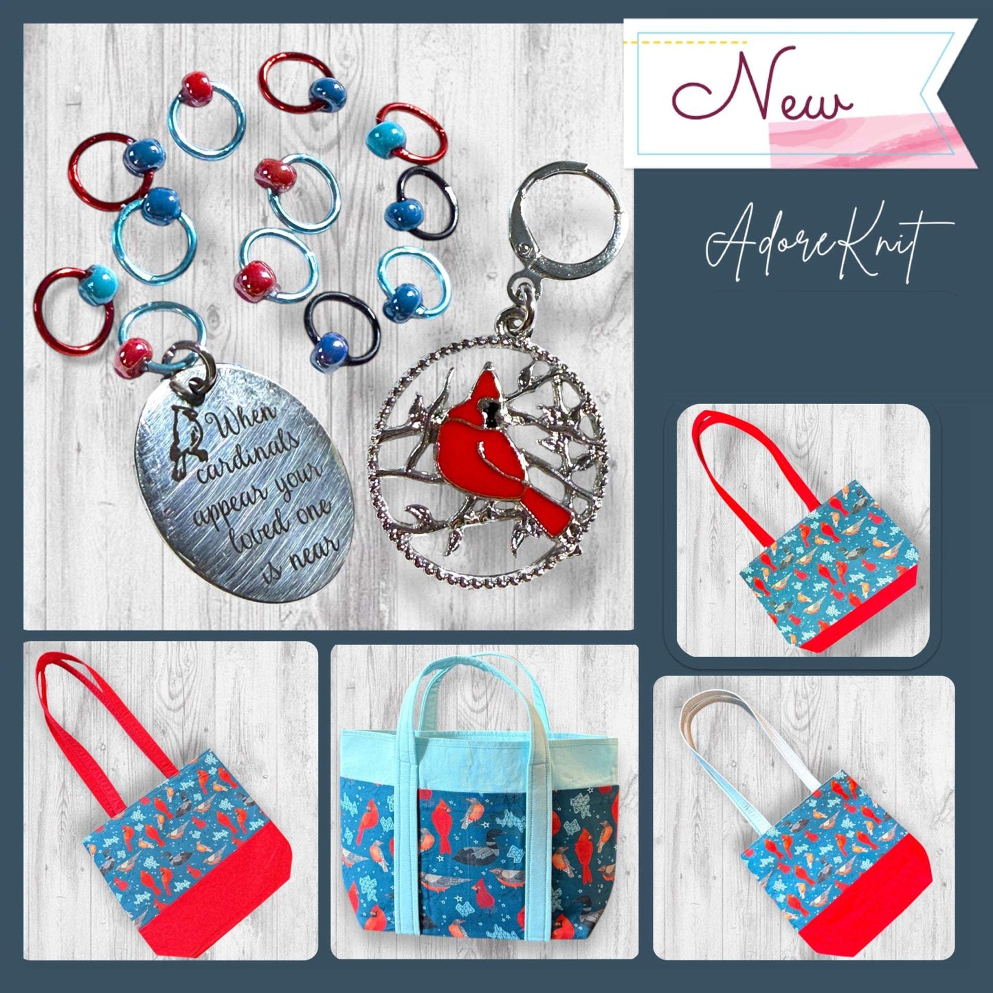 Red Feathers Warm Hearts Progress and Stitch Markers