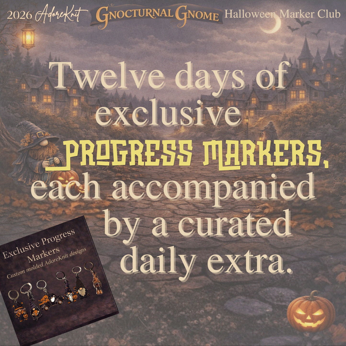 2026 Gnocturnal Gnome Halloween Club | 13 Night Luxury Stitch Marker Countdown